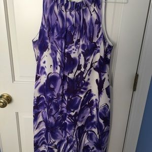 Purple watercolor floral swing dress